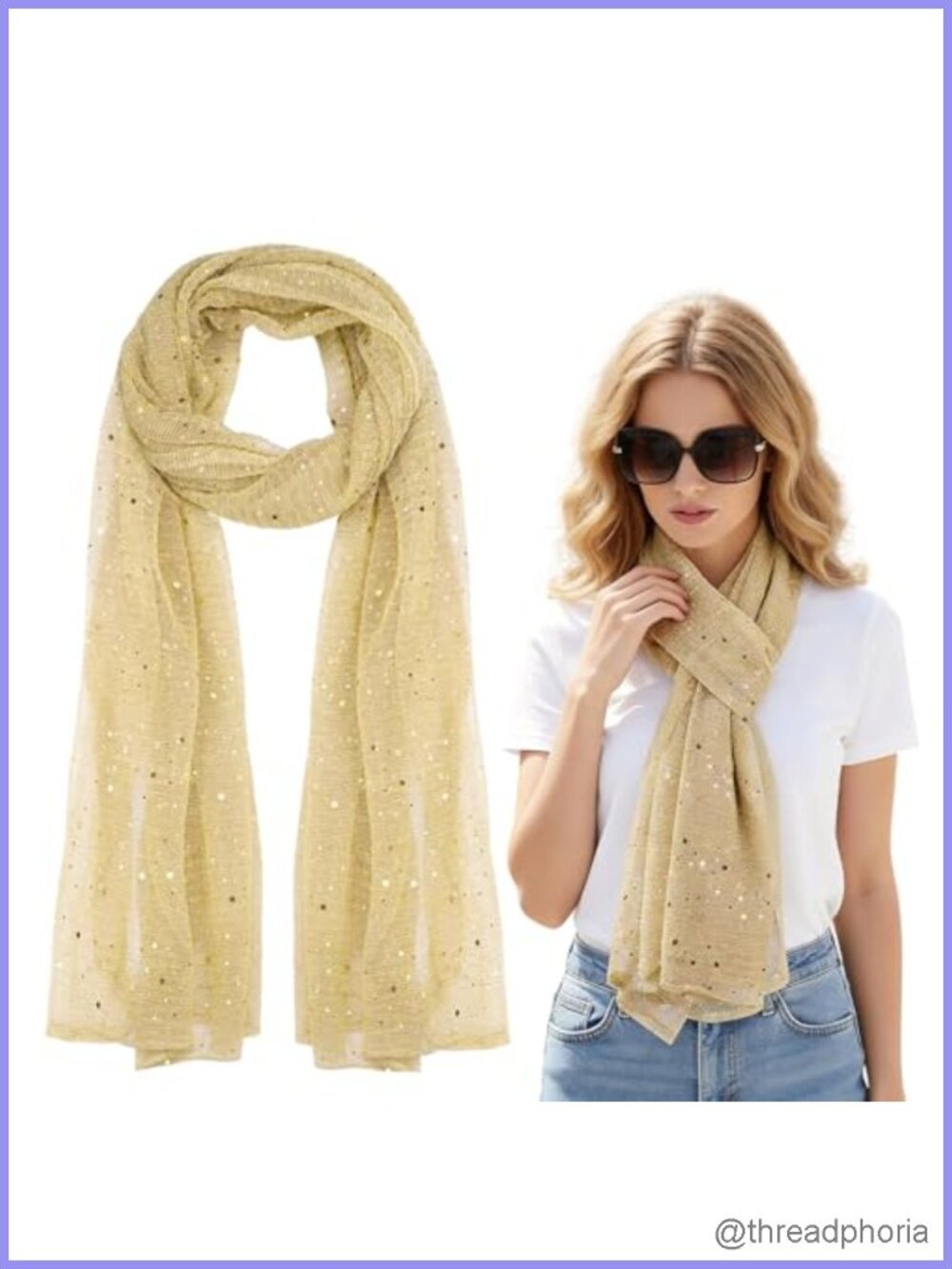Gold Sequin Scarf Wrap Lightweight Sheer Mesh Festival Rave Head Scarf Party